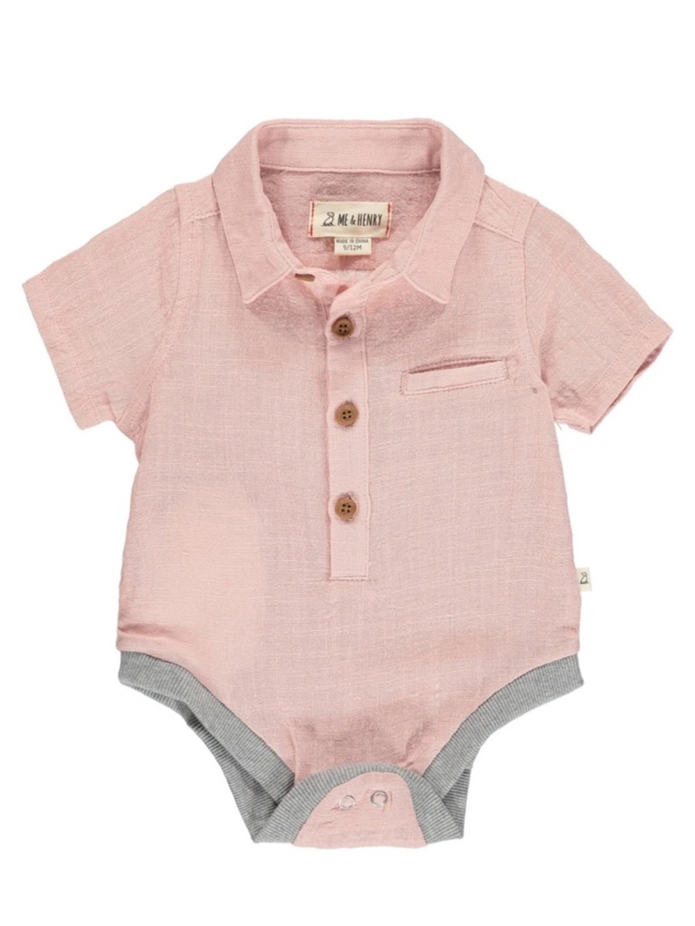 Me & Henry Helford Woven Onesie - Dusty Pink